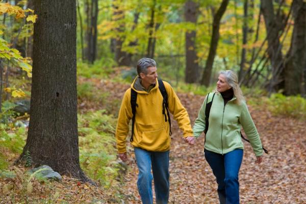 walking in woods