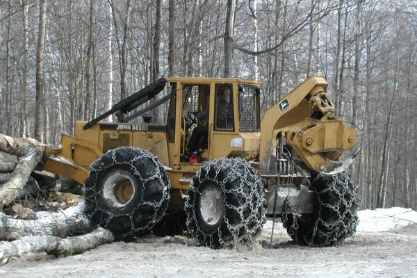 bulldozer with logs
